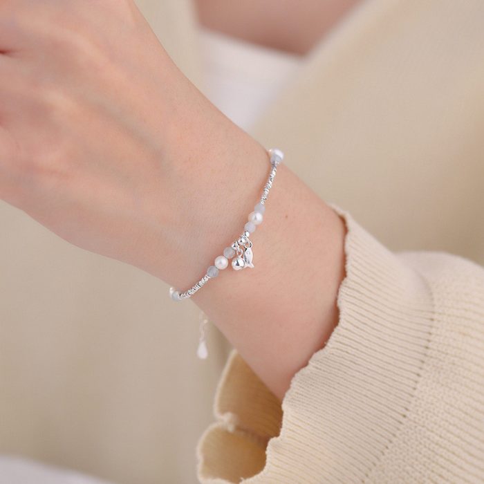925 Sterling Silver Fish Pearl Bracelet - Image 2