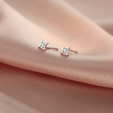 925 Sterling Silver Tetragram Star Stud Earrings - Image 4