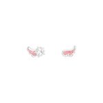 999 Fine Silver Pink Wing Star Wish Wing Star CZ Stud Earrings