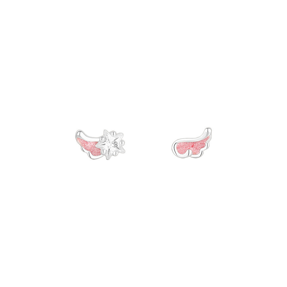 sg-11134201-8258p-ms4c9g9s4qo82d 999 Fine Silver Pink Wing Star Wish Wing Star CZ Stud Earrings - Image 1
