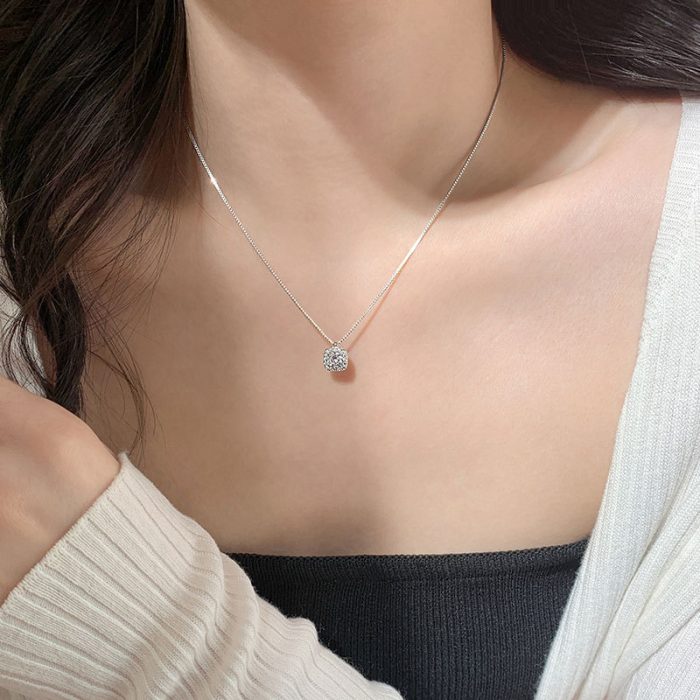 925 Sterling Silver Square CZ Necklace - Image 2