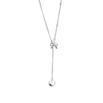 925 Sterling Silver Heart Bow Drawstring Necklace