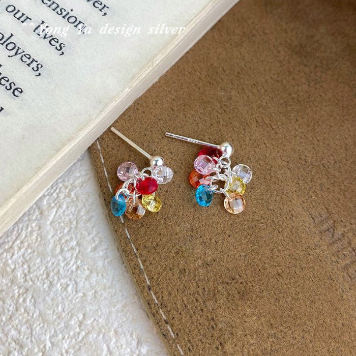 925 Sterling Silver Cute Dopamine Color CZ Stud Earrings - Image 6