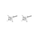 925 Sterling Silver Tetragram Star Stud Earrings