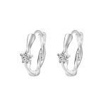 999 Fine Silver CZ Möbius Hoop Earrings