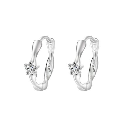 999 Fine Silver CZ Möbius Hoop Earrings