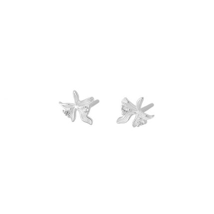 999 Fine Silver Premium Sweet Orchid Stud Earrings