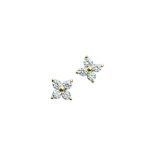 Creative Exquisite Gold Filled 925 Sterling Silver Mini Floral Pave CZ Four Leaf Clover Cartilage Stud Earrings