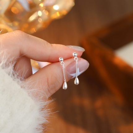 999 Fine Silver Teardrop Tassel Stud Earrings - Image 5