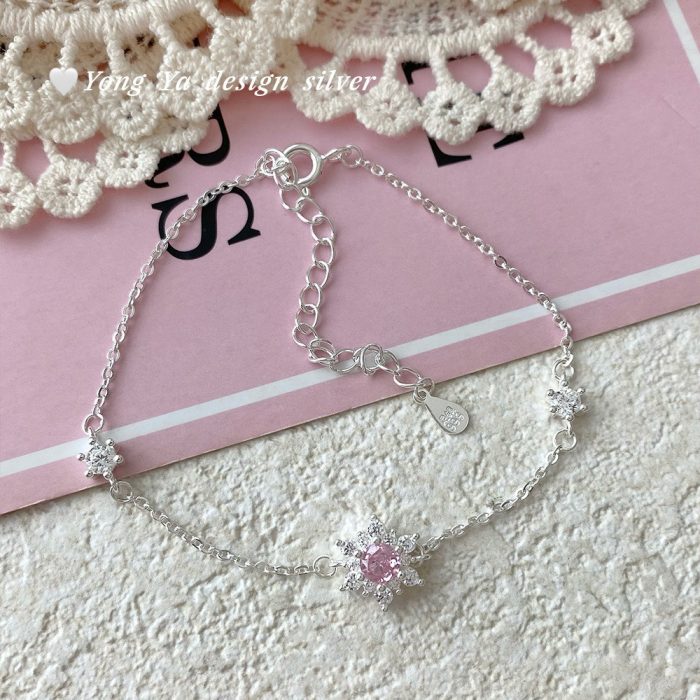 999 Fine Silver Snowflake CZ Bracelet - Image 5