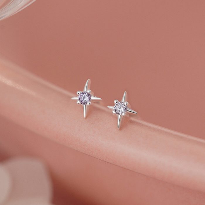 999 Fine Silver Premium Tetragram CZ Stud Earrings - Image 6