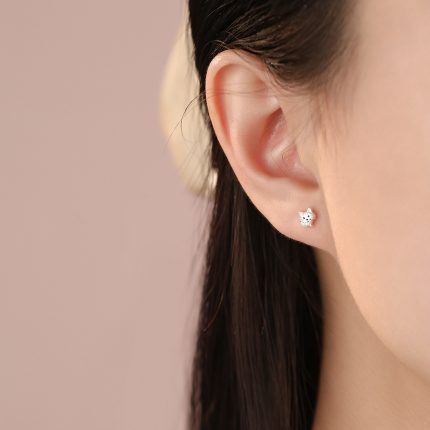 999 Fine Silver Cat Fish Stud Earrings - Image 2