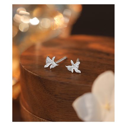 999 Fine Silver Pastoral Orchid Stud Earrings - Image 6