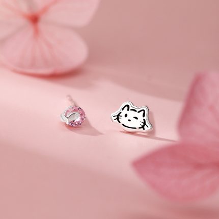 999 Fine Silver Cat Fish Stud Earrings, Gentle Exquisite Sweet Small Unique - Image 4