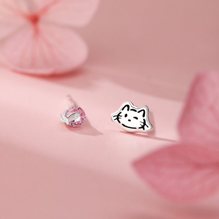 999 Fine Silver Cat Fish Stud Earrings, Gentle Exquisite Sweet Small Unique - Image 4