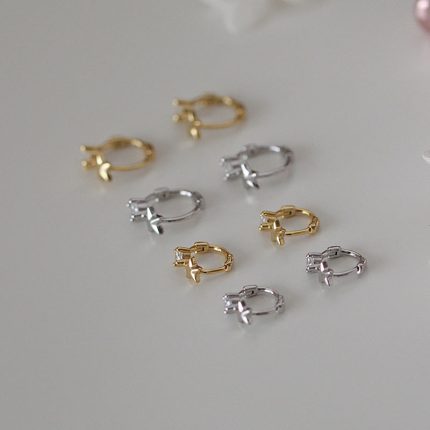 925 Sterling Silver Mini CZ Five Point Star Cartilage Earrings - Image 4