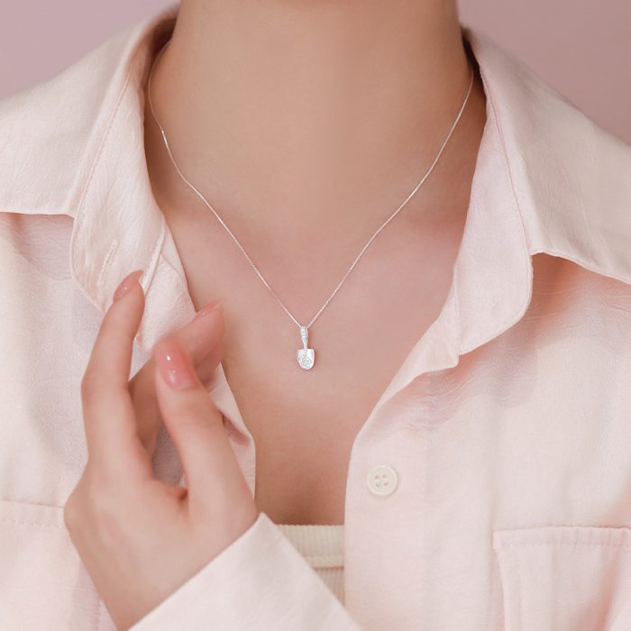 925 Sterling Silver Light Luxury Shovel Necklace - Image 2