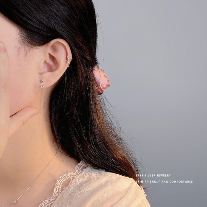 999 Fine Silver Personalized Teardrop Screw Back Earrings - Image 4
