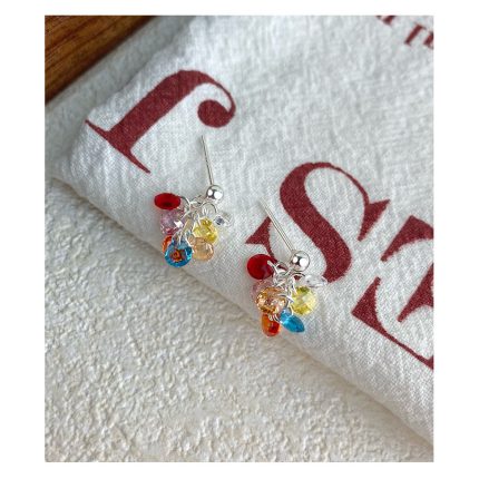925 Sterling Silver Cute Dopamine Color CZ Stud Earrings - Image 5