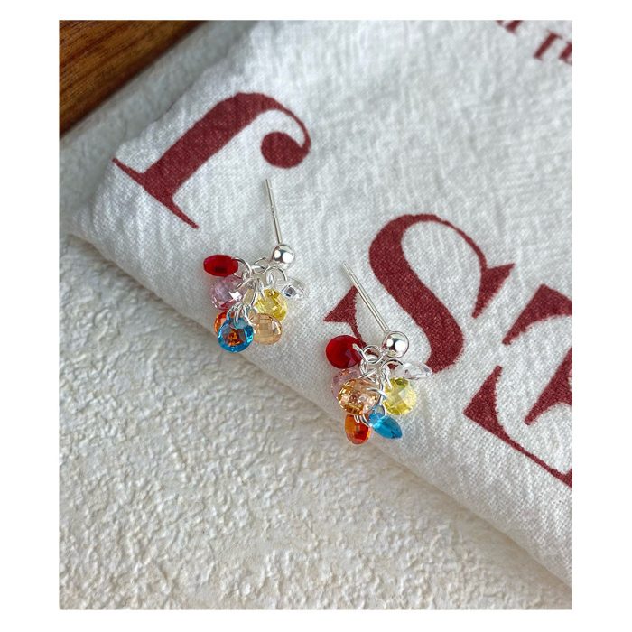 925 Sterling Silver Cute Dopamine Color CZ Stud Earrings - Image 5