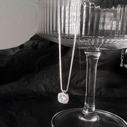 925 Sterling Silver Square CZ Necklace - Image 4