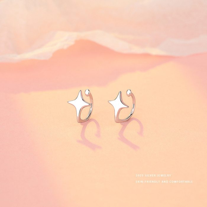 925 Sterling Silver Tetragram Ear Cuffs No Piercing Earrings - Image 5