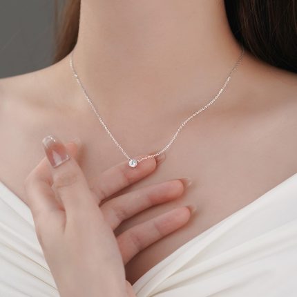 999 Fine Silver Minimalist CZ Necklace - Image 6