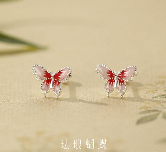 999 Fine Silver Butterfly Screw Back Earrings - Image 3