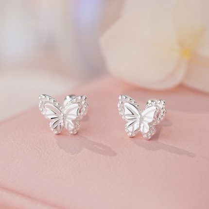 999 Fine Silver Sweet Butterfly Screw Back Earrings - Image 3