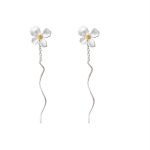 999 Fine Silver Gardenia Threader Earrings
