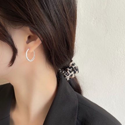 Full 925 Sterling Silver Galaxy Like Hoop Earrings - Image 4