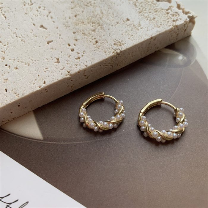 925 Sterling Silver Korean Style Unique Design Premium Circle Hoop Earrings - Image 3