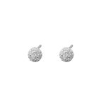 999 Fine Silver Micro Pave CZ Round Stud Earrings