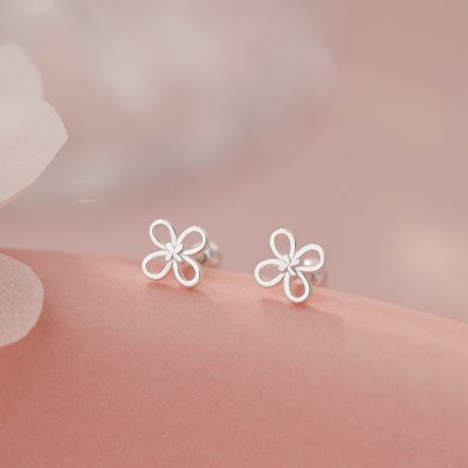 999 Fine Silver Four Leaf Clover Screw Back Earrings