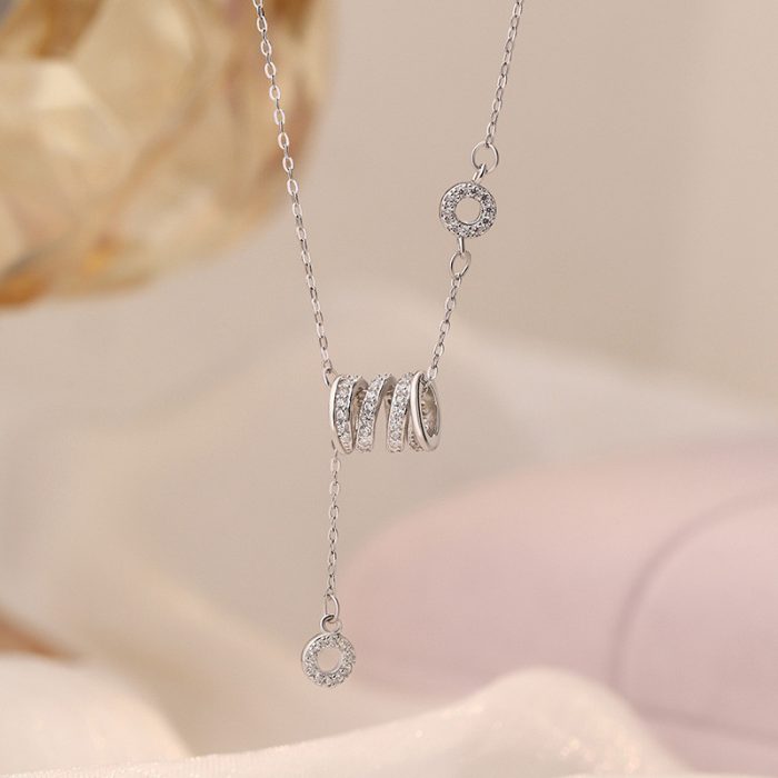 999 Fine Silver Unique Design Lucky Bead Pave CZ Necklace - Image 4