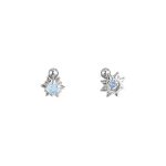 999 Fine Silver Personalized Little Sun Asymmetric Screw Back Earrings