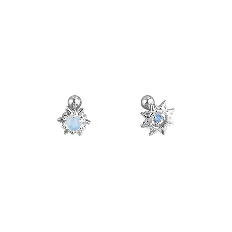sg-11134201-82590-ms4c9ey4sy6g52 999 Fine Silver Personalized Little Sun Asymmetric Screw Back Earrings - Image 1