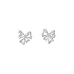 999 Fine Silver Sweet Cute Bow Stud Earrings