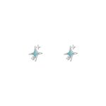 999 Fine Silver Tetragram Enamel Stud Earrings