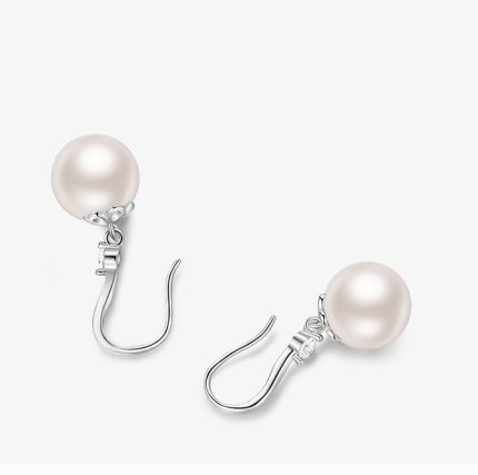 999 Fine Silver French Vintage Pearl Ear Hook Floral Hoop Earrings - Image 4
