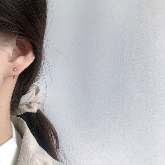 925 Sterling Silver Round Ball Hoop Earrings - Image 3