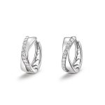 999 Fine Silver Cross Pave CZ Hoop Earrings