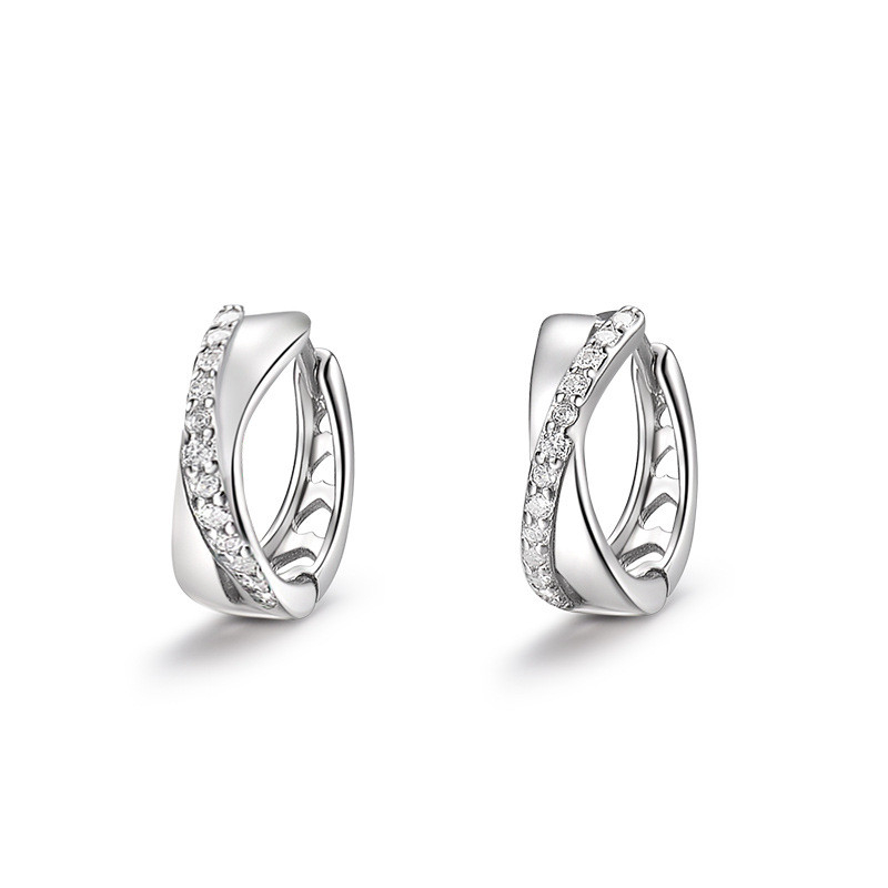 sg-11134201-82595-ms4c96xkgf0m32 999 Fine Silver Cross Pave CZ Hoop Earrings - Image 1