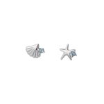 999 Fine Silver Starfish Shell Stud Earrings