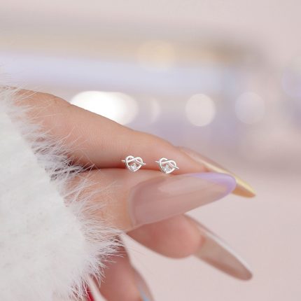 925 Sterling Silver Cute Cookie Heart Stud Earrings - Image 3