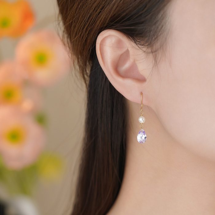 925 Sterling Silver Zircon Pearl Ear Hook - Image 2