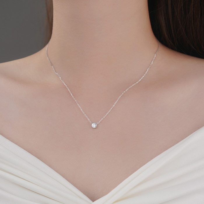 999 Fine Silver Minimalist CZ Necklace - Image 2
