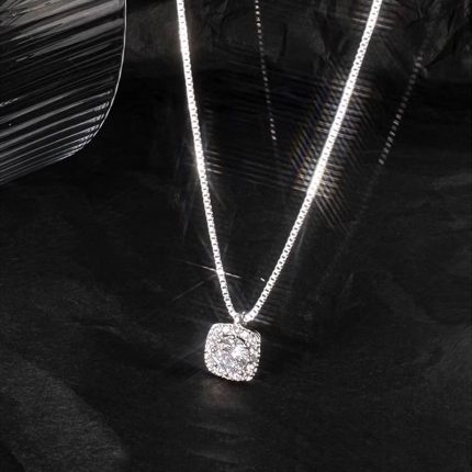 925 Sterling Silver Square CZ Necklace - Image 3