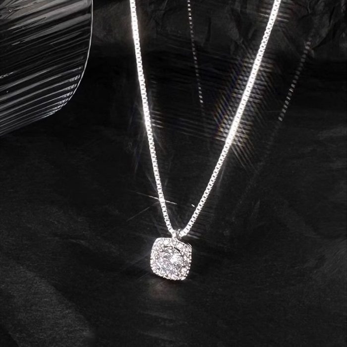 925 Sterling Silver Square CZ Necklace - Image 3