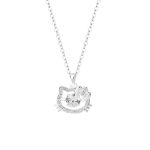 999 Fine Silver Sparkling CZ Cat Necklace